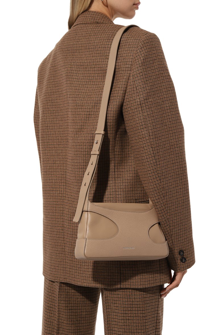 Женская сумка cut out FERRAGAMO бежевого цвета, арт. 214956/763399 | Фото 2 (Размер: small; Ремень/цепочка: На ремешке; Материал: Натуральная кожа)