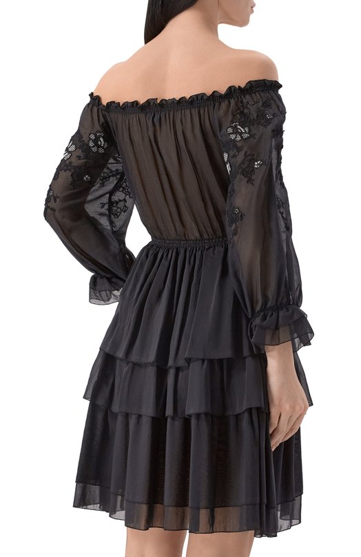 Платье из хлопка и шелка Ermanno Scervino D484Q621XYR Чёрный  D484Q621XYR Фото 3