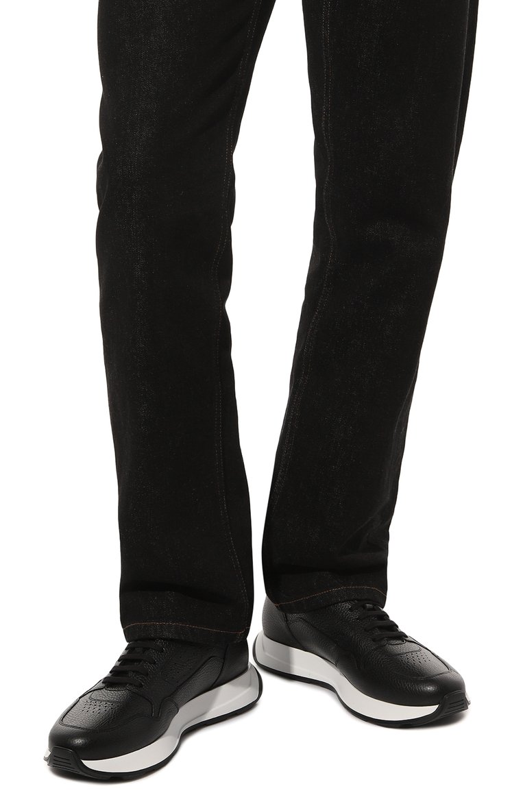 Мужские кожаные кроссовки BARRETT черного цвета, арт. WAB-12878.14 | Фото 3 (Материал внутренний: Натуральная кожа; Материал сплава: Проставлено; Стили: Классический; Материал утеплителя: Без утеплителя; Подошва: Массивная; Драгоценные камни: Проставлено)