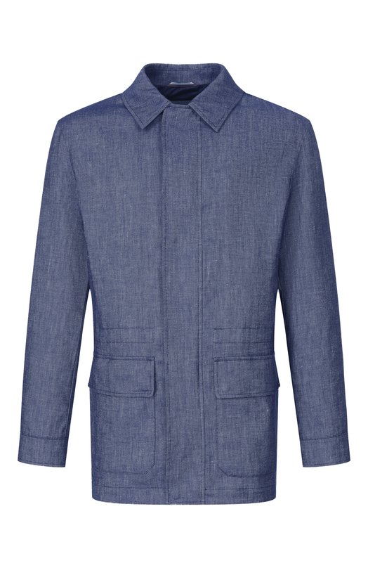 Куртка изо льна и хлопка Canali 020402U/SG03468 Синий 020402U/SG03468