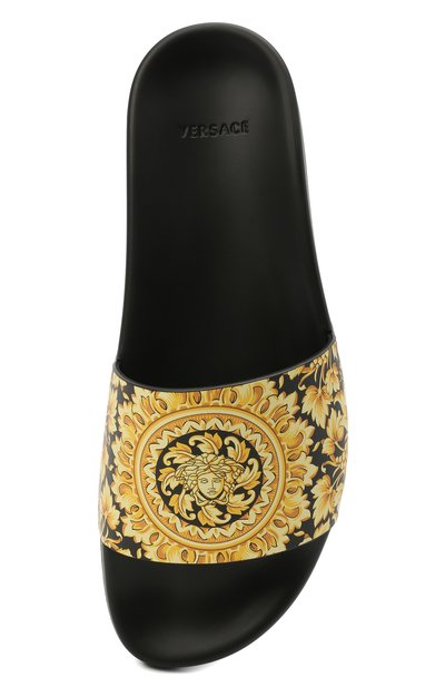 Кожаные шлепанцы VERSACE желтого цвета по цене 45000 руб., арт. DSU6210/D61VG, фото 5 Кожаные шлепанцы VERSACE, арт. DSU6210/D61VG, фото 5