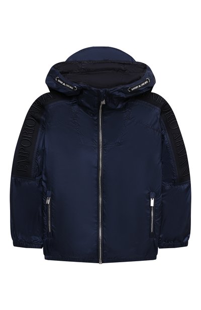 Ветровка с капюшоном EMPORIO ARMANI темно-синего цвета по цене 31100 руб., арт. 3K4BT5/1NLYZ, фото 1 Ветровка с капюшоном EMPORIO ARMANI, арт. 3K4BT5/1NLYZ, фото 1