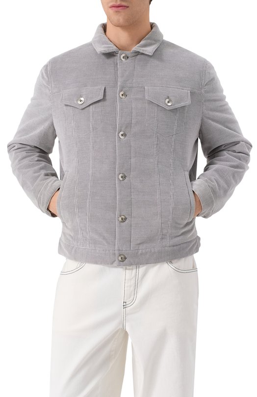 Вельветовая куртка-рубашка Brunello Cucinelli MQ4356880 Серый  MQ4356880 Фото 3