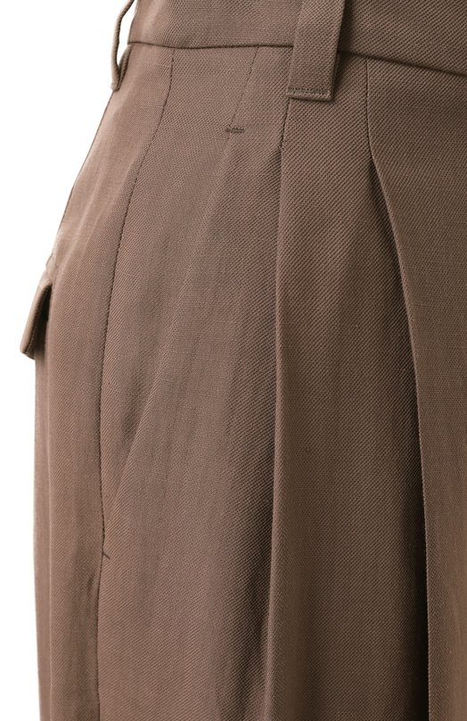 Брюки из вискозы и льна Brunello Cucinelli MH126P8669 Коричневый  MH126P8669 Фото 6