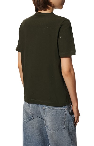 Хлопковая футболка DSQUARED2 хаки цвета по цене 39950 руб., арт. S75GD0309/S22507, фото 4 Хлопковая футболка DSQUARED2, арт. S75GD0309/S22507, фото 4