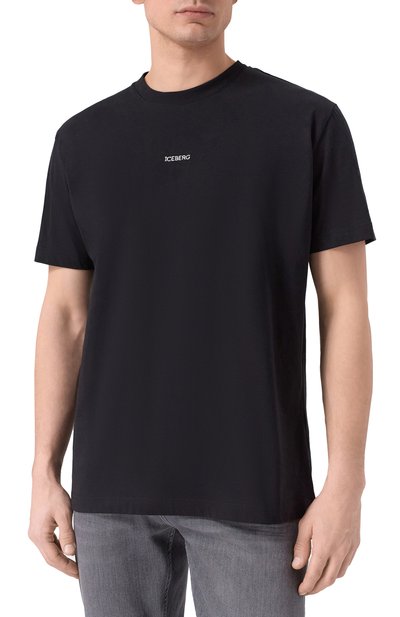 Хлопковая футболка ICEBERG черного цвета по цене 22850 руб., арт. F045/6325, фото 3 Хлопковая футболка ICEBERG, арт. F045/6325, фото 3