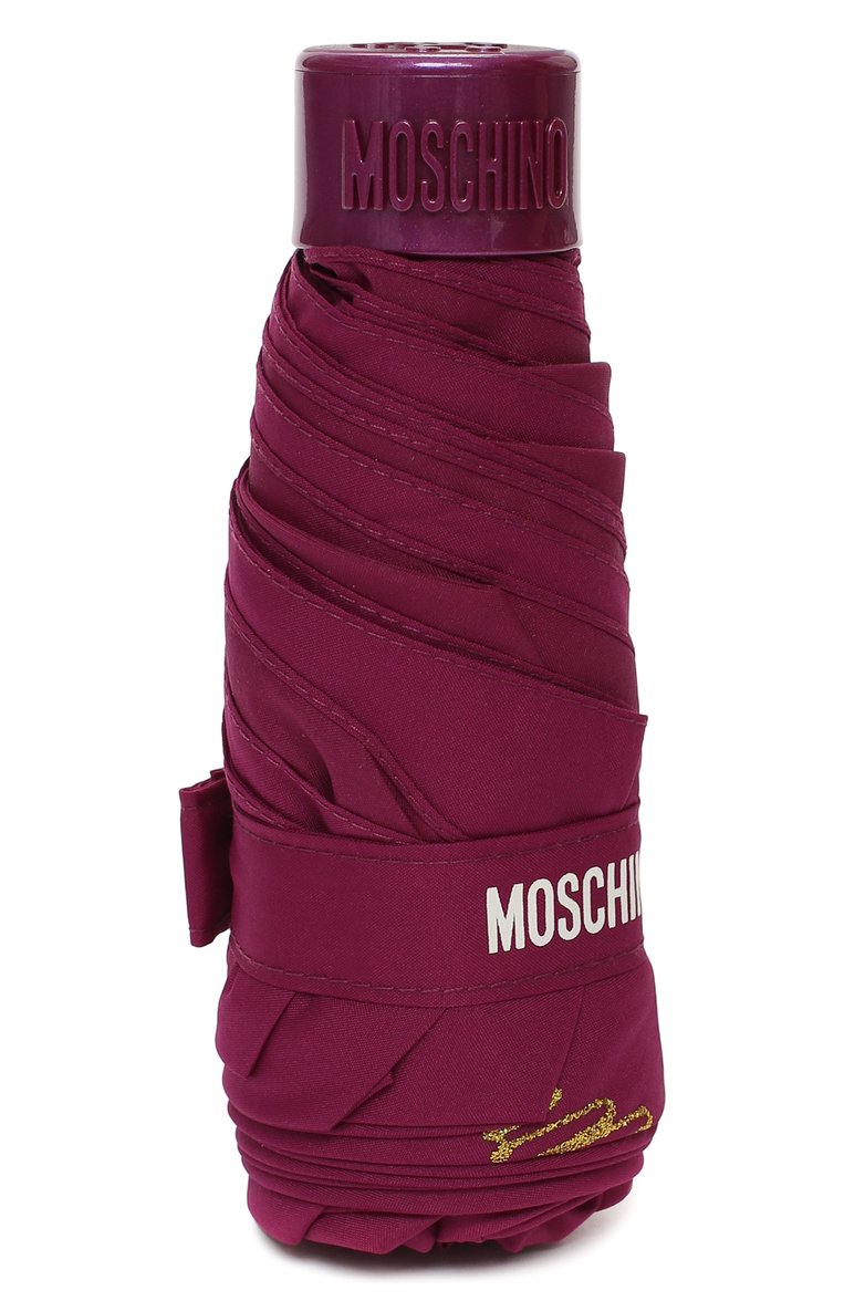 Женский складной зонт MOSCHINO бордового цвета, арт. 8014-SUPERMINI | Фото 4 (Материал: Металл, Текстиль, Синтетический материал; Материал сплава: Проставлено; Нос: Не проставлено)