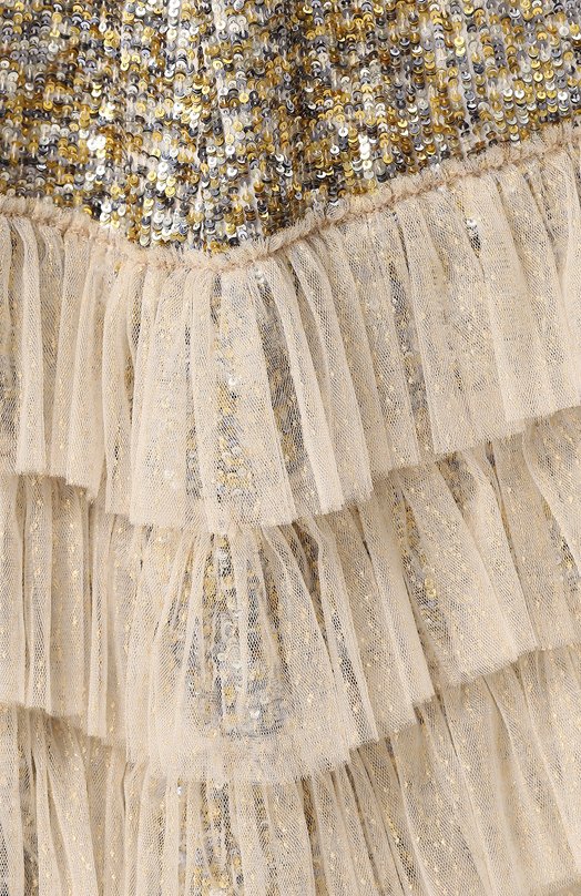 Юбка-миди с пайетками с оборками Rodarte Золотой, фото 5