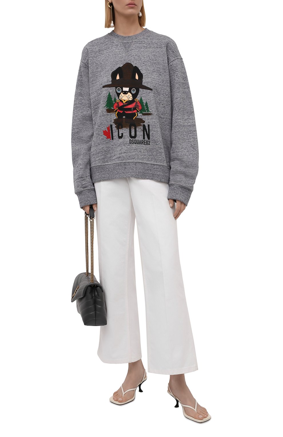 Хлопковый свитшот DSQUARED2 серого цвета по цене 45650 руб., арт. S80GU0051/S25477, фото 2 Хлопковый свитшот DSQUARED2, арт. S80GU0051/S25477, фото 2