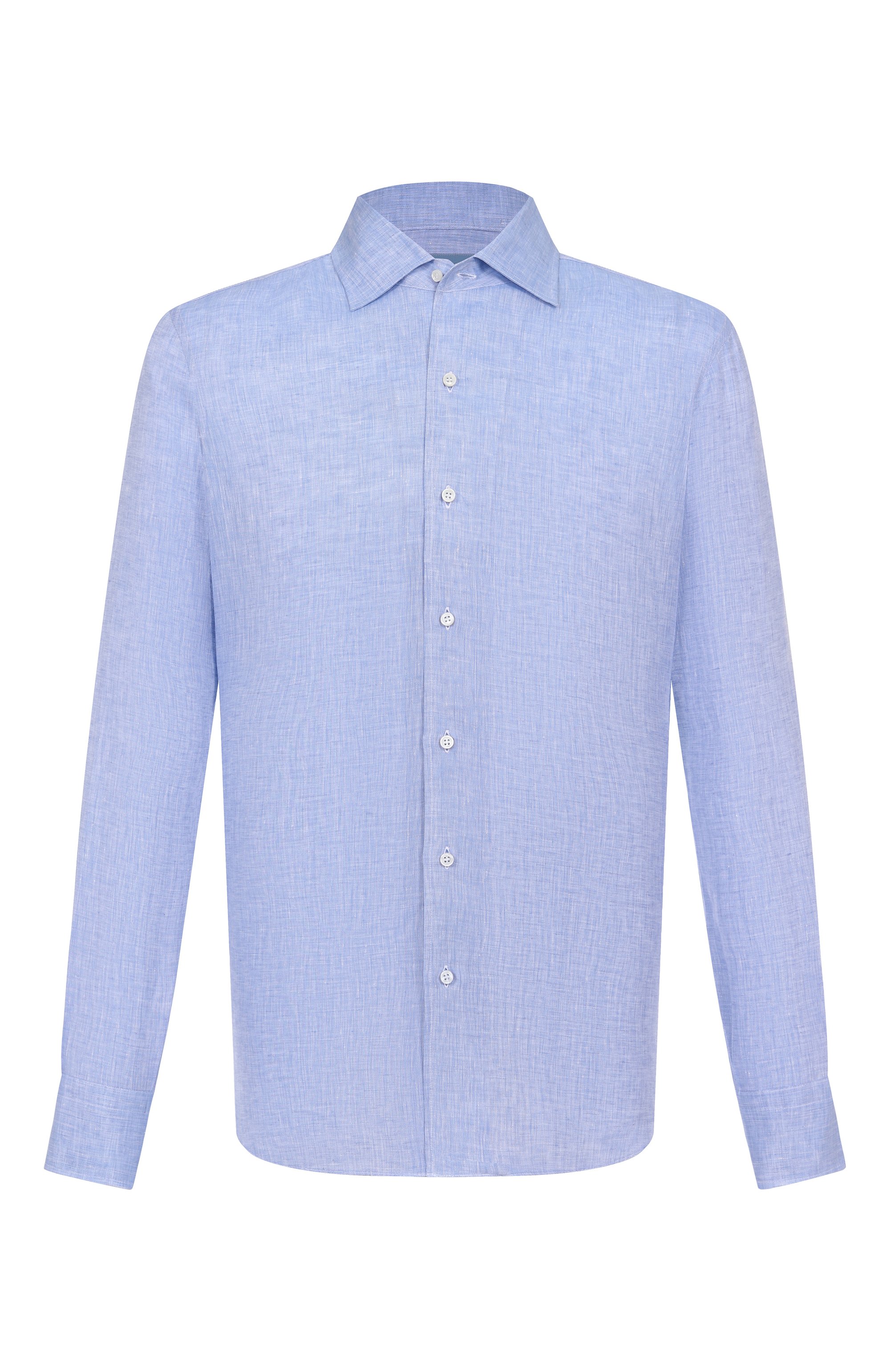 Льняная рубашка MVST голубого цвета по цене 65900 руб., арт. M0RBIDA/R0BERT0/R0UND/F3411308-LINEN, фото 1 Льняная рубашка MVST, арт. M0RBIDA/R0BERT0/R0UND/F3411308-LINEN, фото 1