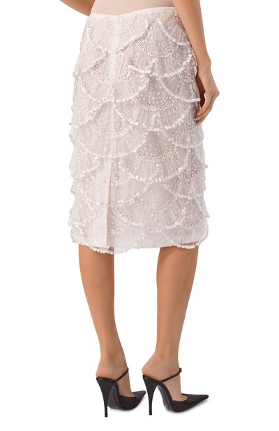 Юбка с отделкой пайетками VALENTINO белого цвета по цене 1175000 руб., арт. 5B3RABE51ED, фото 4 Юбка с отделкой пайетками VALENTINO, арт. 5B3RABE51ED, фото 4