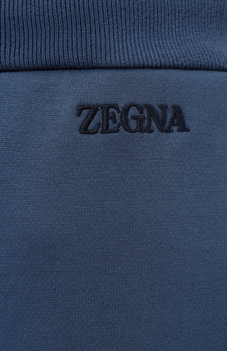 Мужские хлопковые джоггеры ZEGNA синего цвета, арт. N6N001760 | Фото 5 (Материал сплава: Проставлено; Длина (брюки, джинсы): Стандартные; Драгоценные камни: Проставлено; Материал внешний: Хлопок; Силуэт М (брюки): Джоггеры; Стили: Кэжуэл)