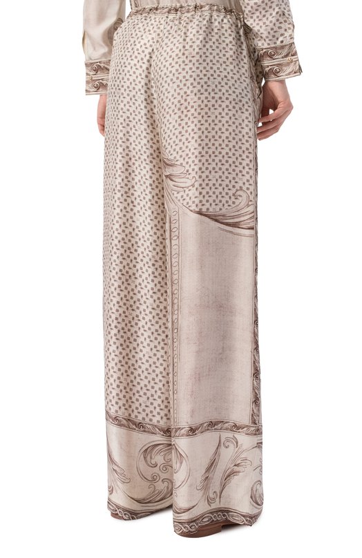 Шелковые брюки Max Mara MXMRIVE Кремовый  MXMRIVE Фото 4