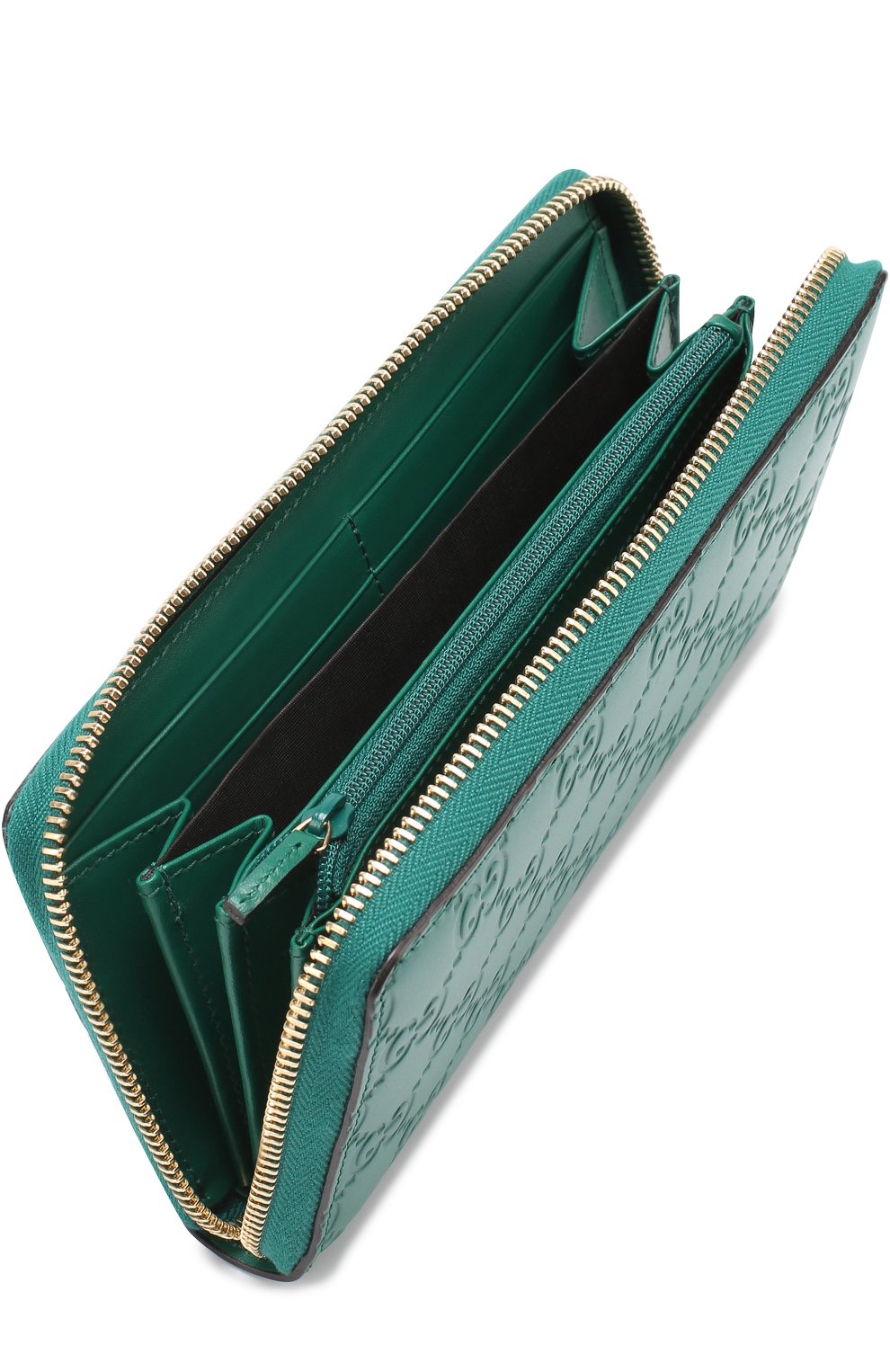 Кожаный кошелек с тиснением signature на молнии GUCCI зеленого цвета по цене 56850 руб., арт. 410102/CWC1G, фото 3 Кожаный кошелек с тиснением signature на молнии GUCCI, арт. 410102/CWC1G, фото 3