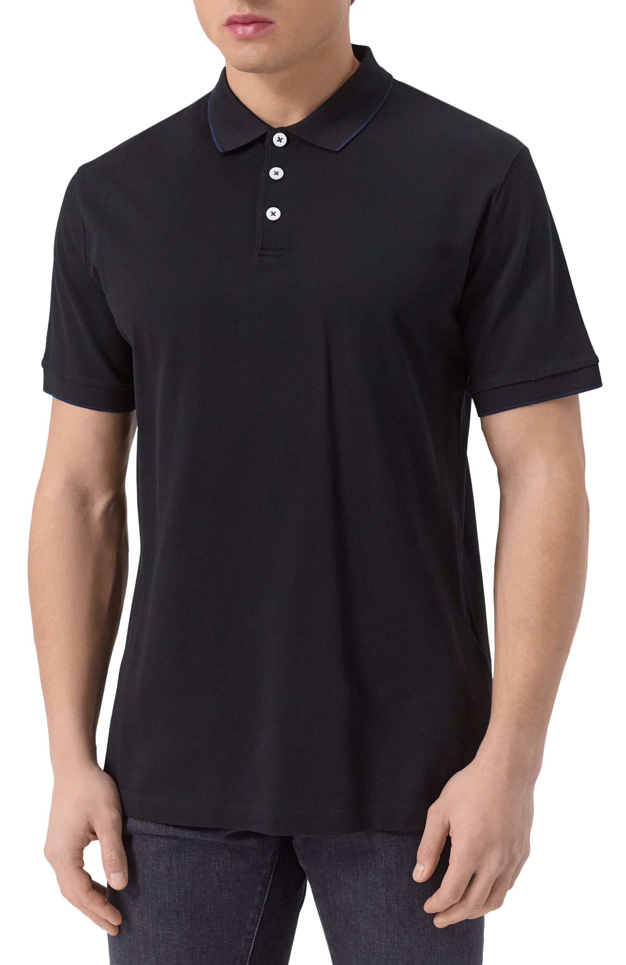 Хлопковое поло GIORGIO ARMANI черного цвета по цене 49500 руб., арт. 3KSF75/SJMZZ, фото 3 Хлопковое поло GIORGIO ARMANI, арт. 3KSF75/SJMZZ, фото 3