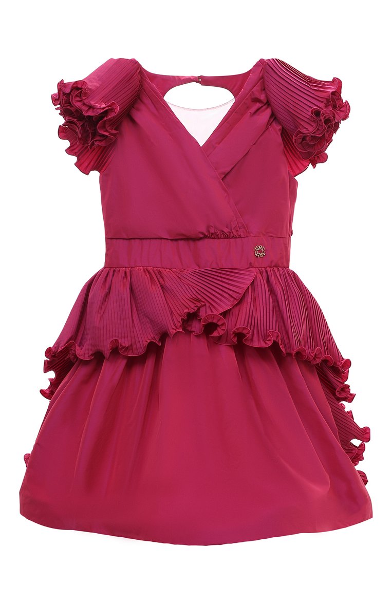 Детское платье ELIE SAAB JUNIOR фуксия цвета, арт. EFAB005 TS0530 | Фото 1 (Рукава: Короткие; Драгоценные камни: Проставлено; Материал внешний: Синтетический материал; Материал подклада: Купро; Материал сплава: Проставлено; Случай: Вечерний)