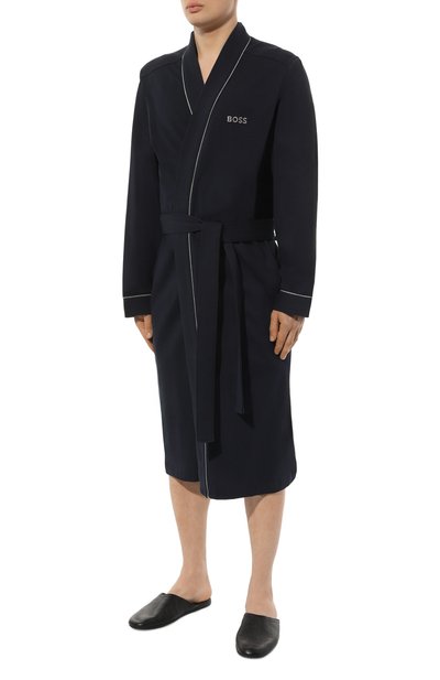 Хлопковый халат BOSS темно-синего цвета по цене 17950 руб., арт. 50469624, фото 3 Хлопковый халат BOSS, арт. 50469624, фото 3