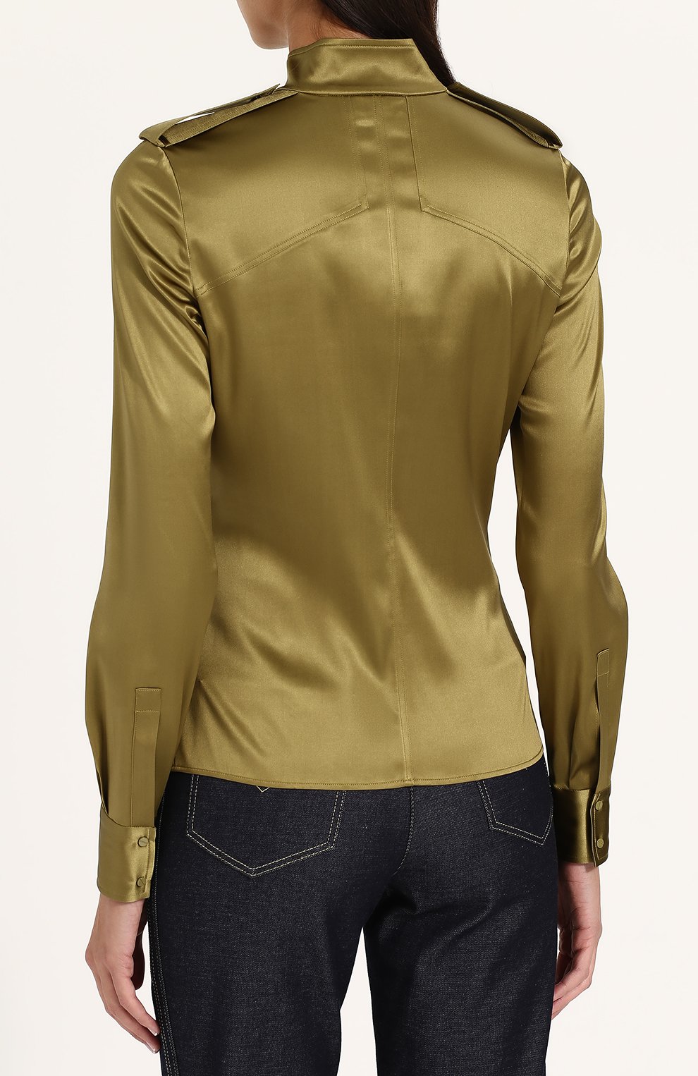 Шелковая блуза с погонами и воротником-стойкой TOM FORD, арт. CA3102-FAX334, фото 4