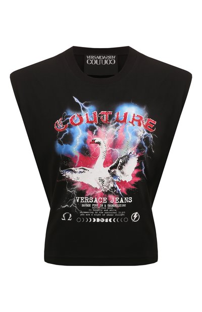 Женская хлопковая футболка VERSACE JEANS COUTURE, арт. 77HAHL05/CJ01L