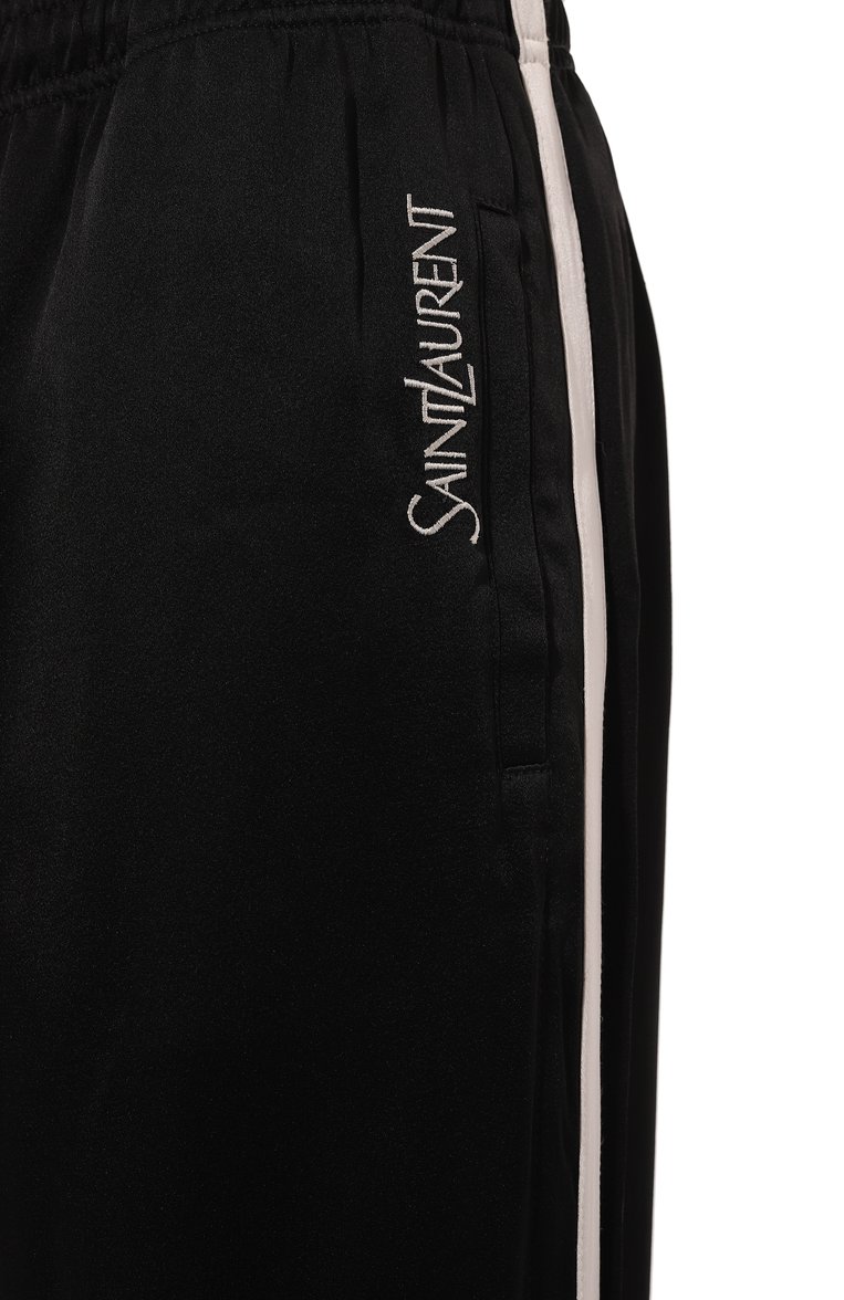 Мужские брюки SAINT LAURENT черного цвета, арт. 737560Y3G36 1000 | Фото 5 (Длина (брюки, джинсы): Стандартные; Материал внешний: Синтетический материал; Стили: Кэжуэл; Случай: Повседневный)