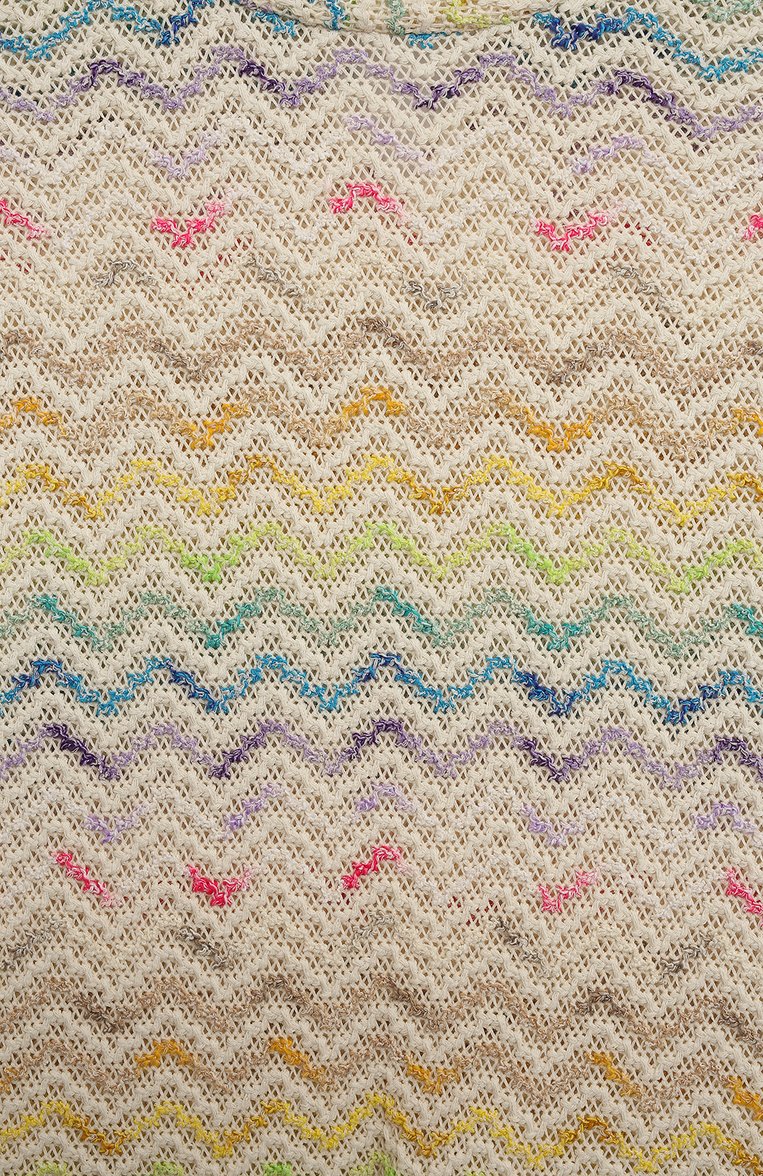 Детское хлопковое платье MISSONI кремового цвета, арт. MU1A01/Q0033/12-14 | Фото 3 (Рукава: Короткие; Материал внешний: Хлопок; Драгоценные камни: Проставлено; Материал сплава: Проставлено; Случай: Повседневный; Девочки Кросс-КТ: Платье-одежда; Ростовка одежда: 12 лет | 152 см, 13 - 15 лет | 158 см)