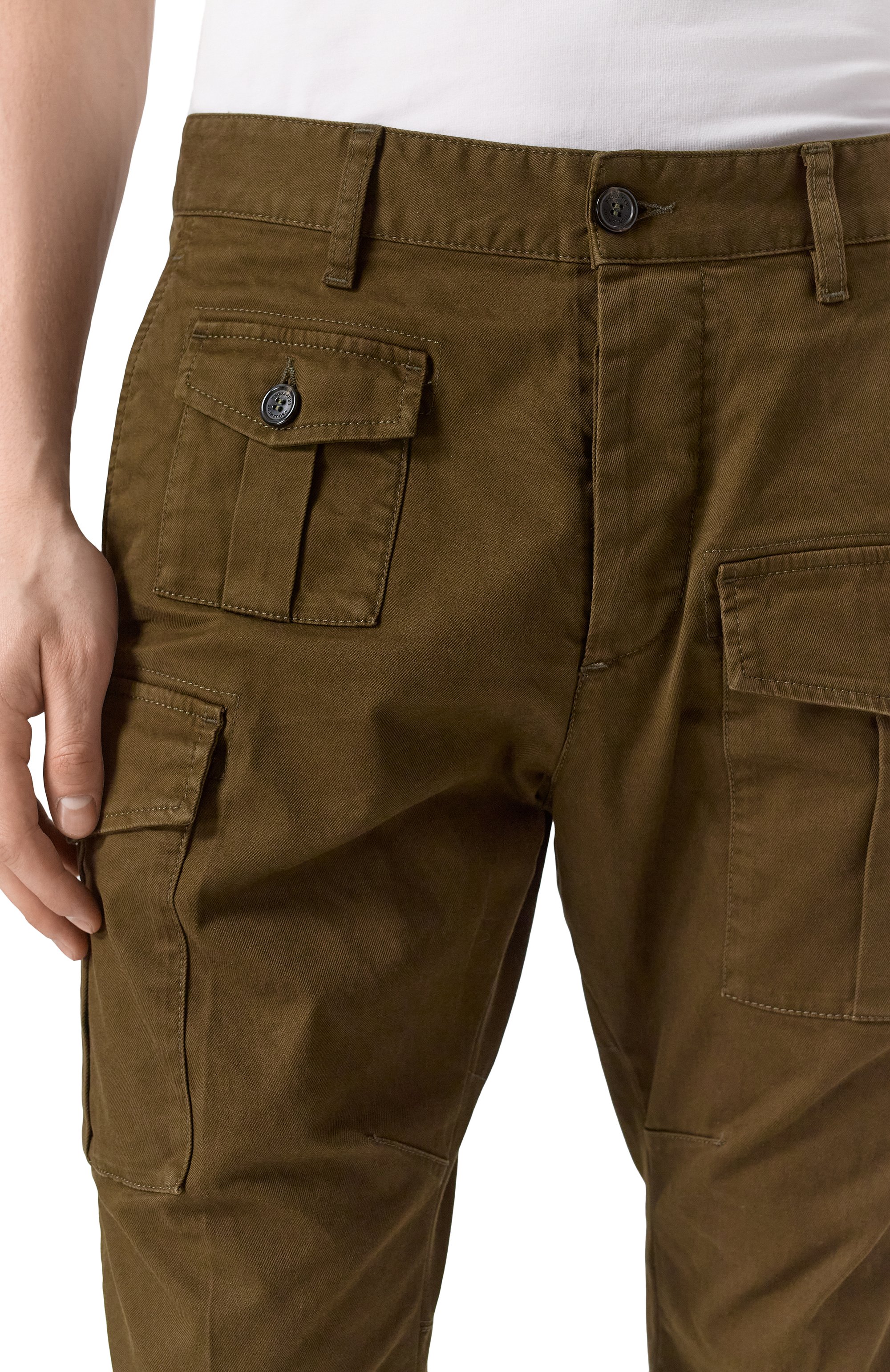 Хлопковые брюки-карго DSQUARED2 хаки цвета по цене 67500 руб., арт. S74KB0818/S39021, фото 5 Хлопковые брюки-карго DSQUARED2, арт. S74KB0818/S39021, фото 5