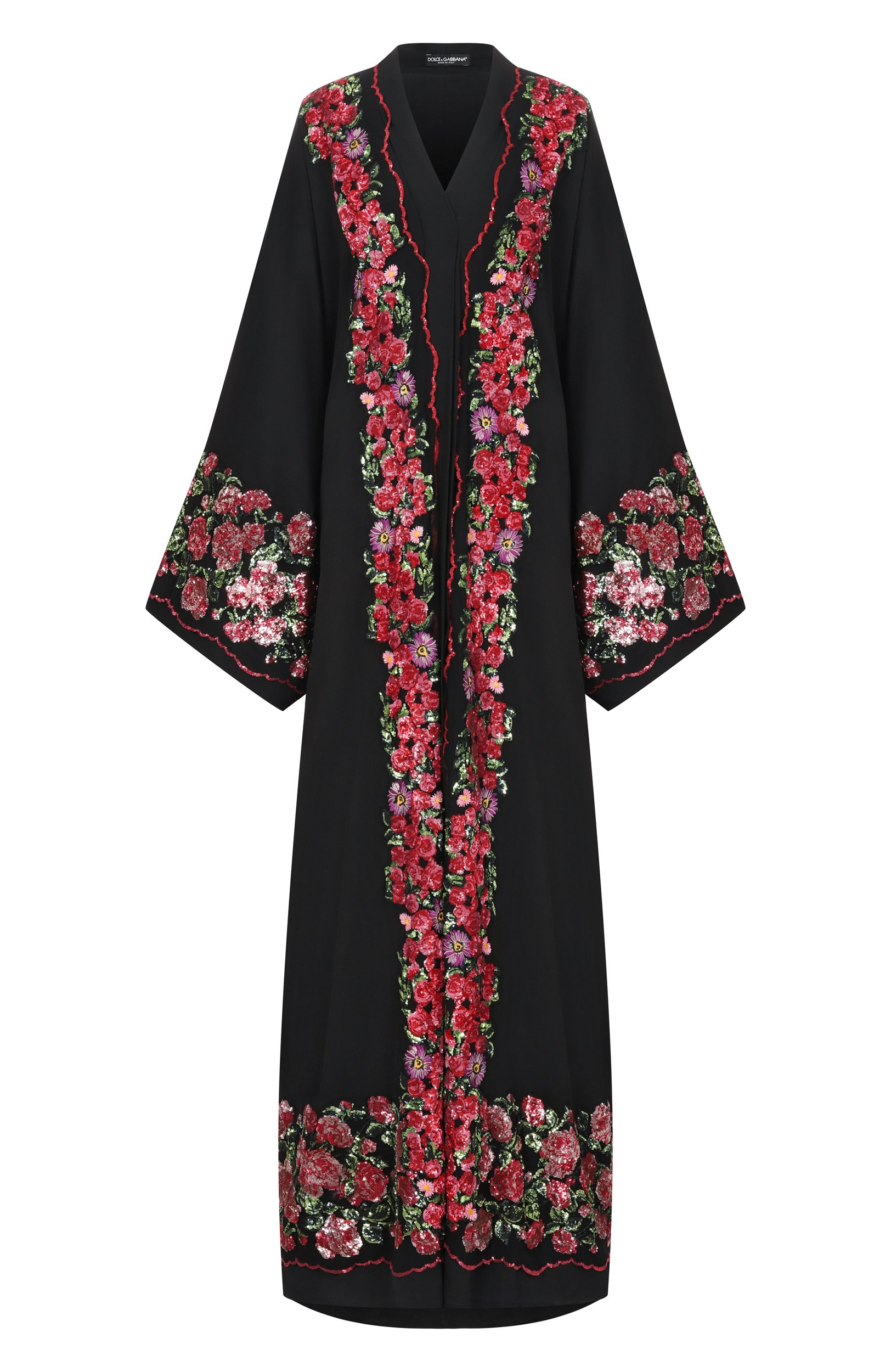 Шелковая абайя с цветочной вышивкой пайетками DOLCE & GABBANA, арт. 0102/F63R5Z/FUABF, фото 1
