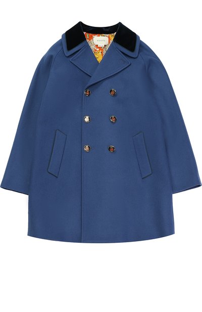 Шерстяное двубортное пальто прямого кроя с нашивкой GUCCI, арт. 452265/XBA07, фото 1