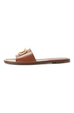 Женские кожаные шлепанцы vlogo signature VALENTINO коричневого цвета, арт. 6W2S0BD5/DSH | Фото 4 (Подошва: Плоская; Материал внутренний: Натуральная кожа; Материал внешний: Натуральная кожа; Каблук высота: Низкий)