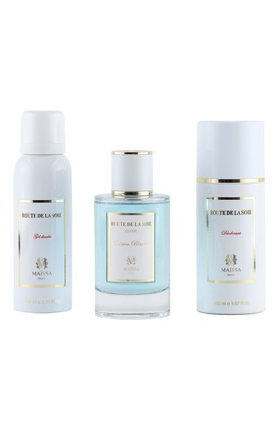 Набор coffret route de la soie blanc парфюмерная вода, гель для душа, дезодорант-спрей (2x100+150ml) MAISON MAISSA бесцветного цвета по цене 17600 руб., арт. 3770020956812, фото 1 Набор coffret route de la soie blanc парфюмерная вода, гель для душа, дезодорант-спрей (2x100+150ml) MAISON MAISSA, арт. 3770020956812, фото 1