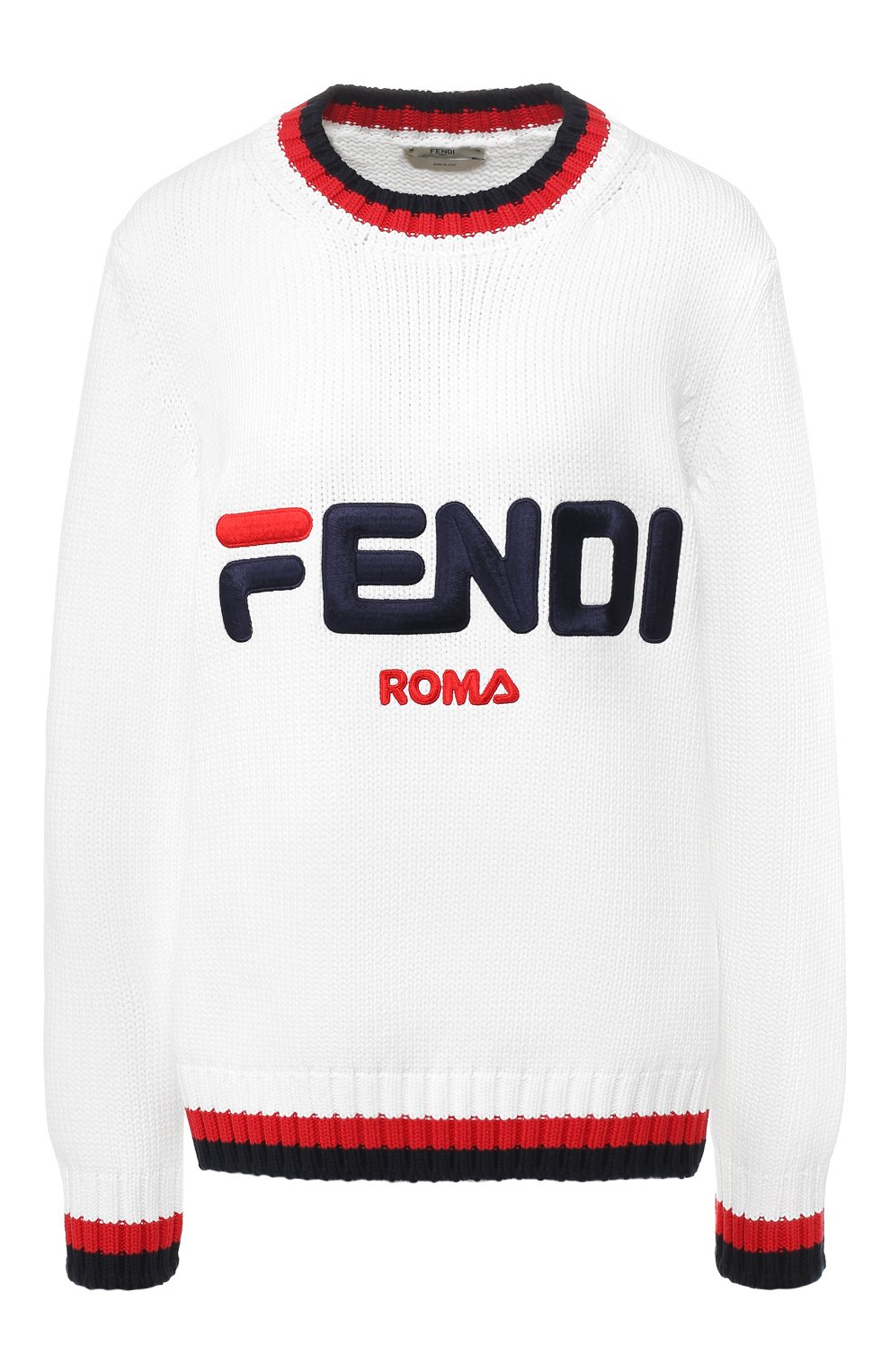 Хлопковый пуловер FENDI белого цвета по цене 55500 руб., арт. FAE137 A6JR, фото 1 Хлопковый пуловер FENDI, арт. FAE137 A6JR, фото 1