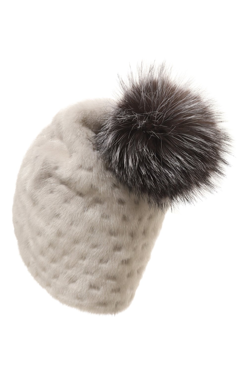 Меховая шапка из норки и лисы VICTORIA KUSENKOVA светло-серого цвета по цене 92840 руб., арт. 071600008672, фото 3 Меховая шапка из норки и лисы VICTORIA KUSENKOVA, арт. 071600008672, фото 3