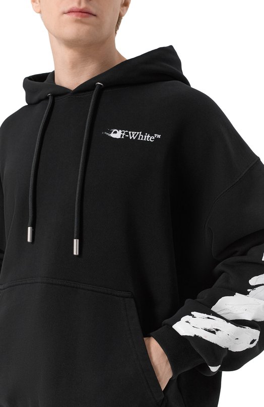 Хлопковое худи Off-White 0MBB085F25FLE00G Чёрный  0MBB085F25FLE00G Фото 5