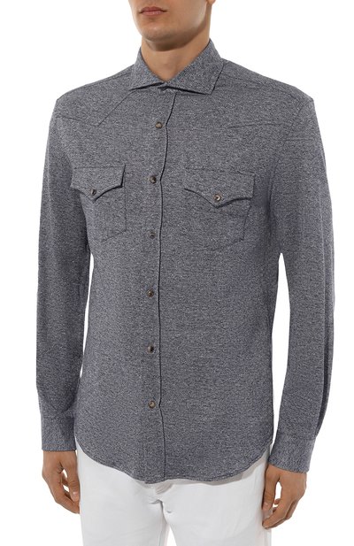 Рубашка изо льна и хлопка BRUNELLO CUCINELLI, арт. MW835B2289, фото 3