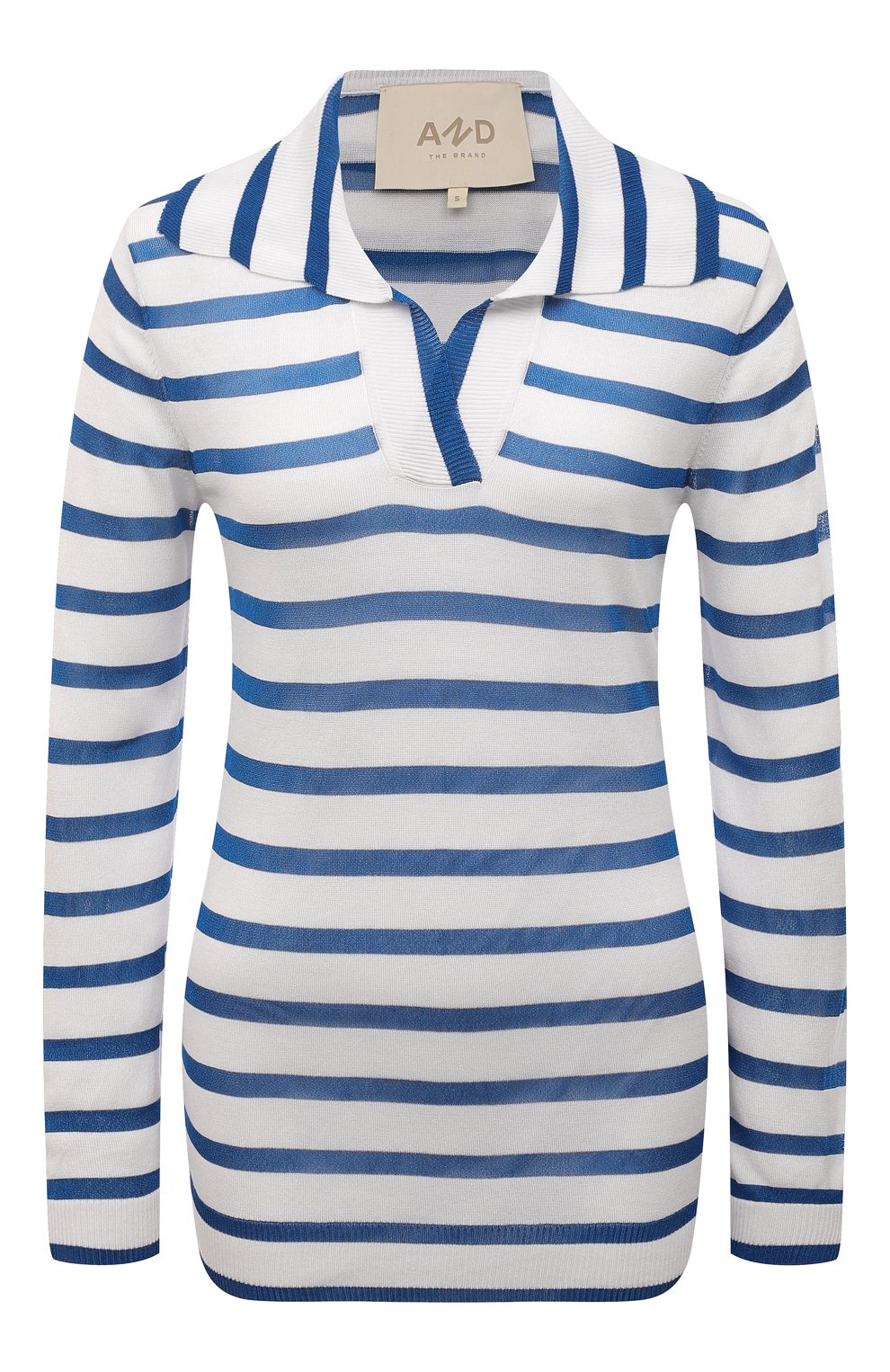 Пуловер из вискозы AND THE BRAND голубого цвета по цене 25760 руб., арт. S23-JM017-1603-1044, фото 1 Пуловер из вискозы AND THE BRAND, арт. S23-JM017-1603-1044, фото 1