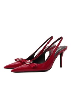Женские лакированные туфли gianni ribbon 85 VERSACE красного цвета, арт. 1013717/1A08983 | Фото 1 (Материал внутренний: Натуральная кожа; Драгоценные камни: Проставлено; Каблук высота: Высокий; Материал сплава: Проставлено; Материал внешний: Натуральная кожа; Подошва: Плоская; Женское Кросс-КТ: Слингбэки; Каблук тип: Шпилька)