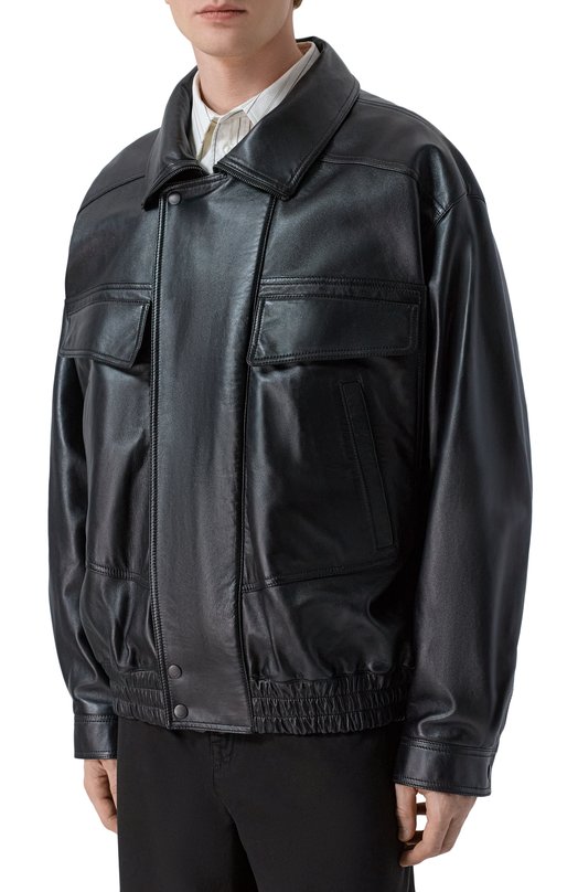 Кожаный бомбер Saint Laurent 840864/YCIJ2 Чёрный  840864/YCIJ2 Фото 3