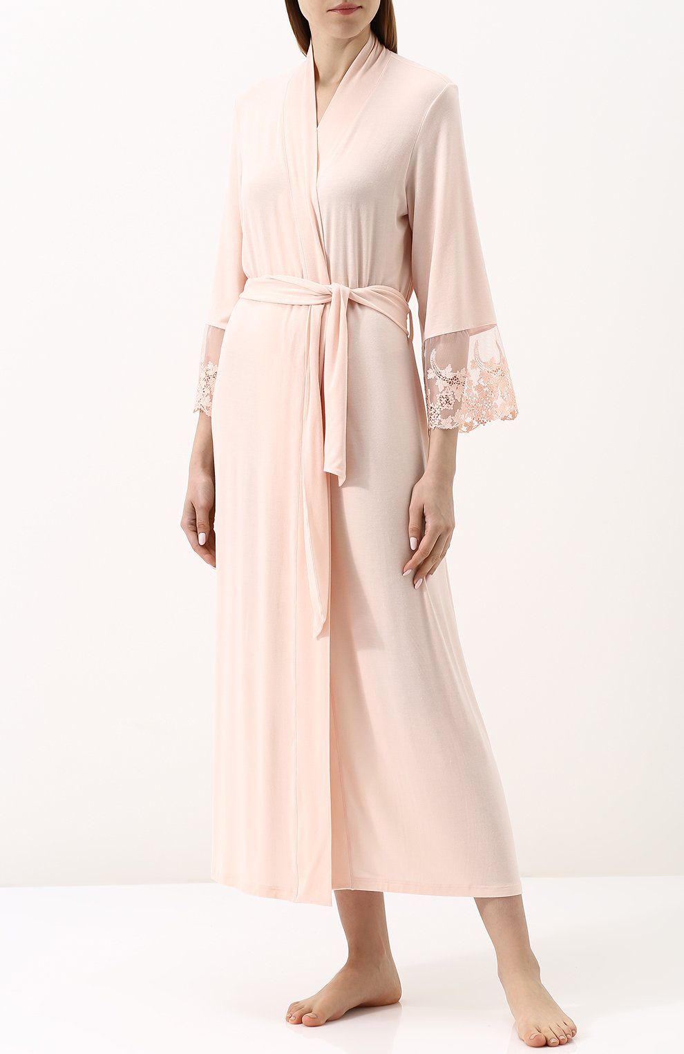 Халат из вискозы с поясом и кружевной отделкой RITRATTI MILANO, арт. 69128, фото 2