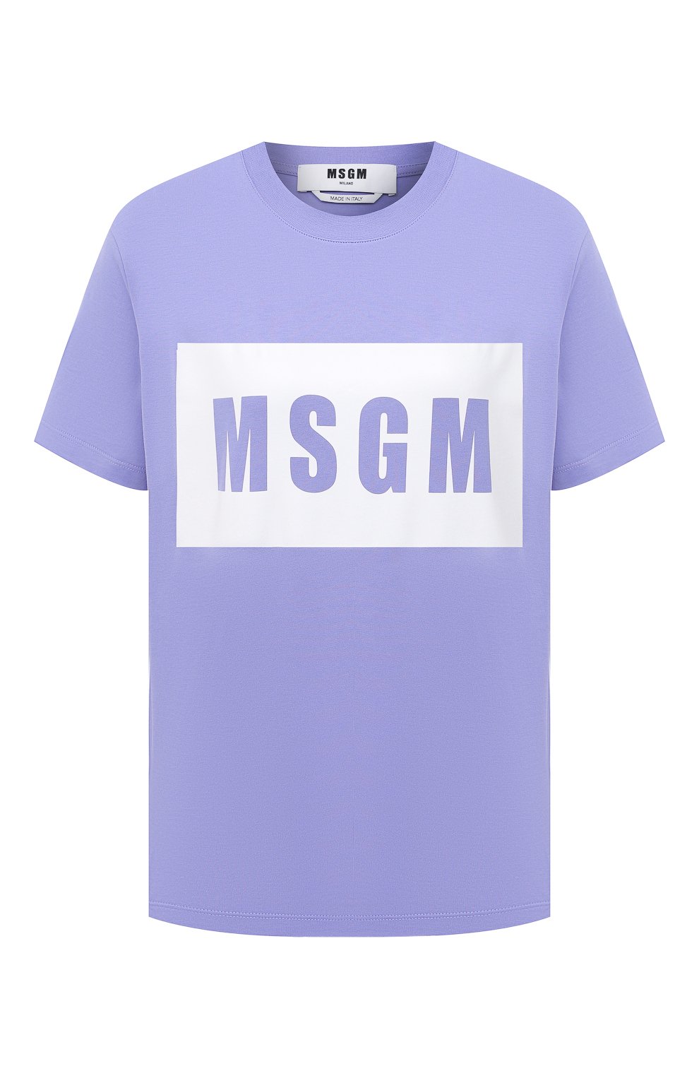 Хлопковая футболка MSGM сиреневого цвета по цене 11750 руб., арт. 3041MDM95 217298, фото 1 Хлопковая футболка MSGM, арт. 3041MDM95 217298, фото 1