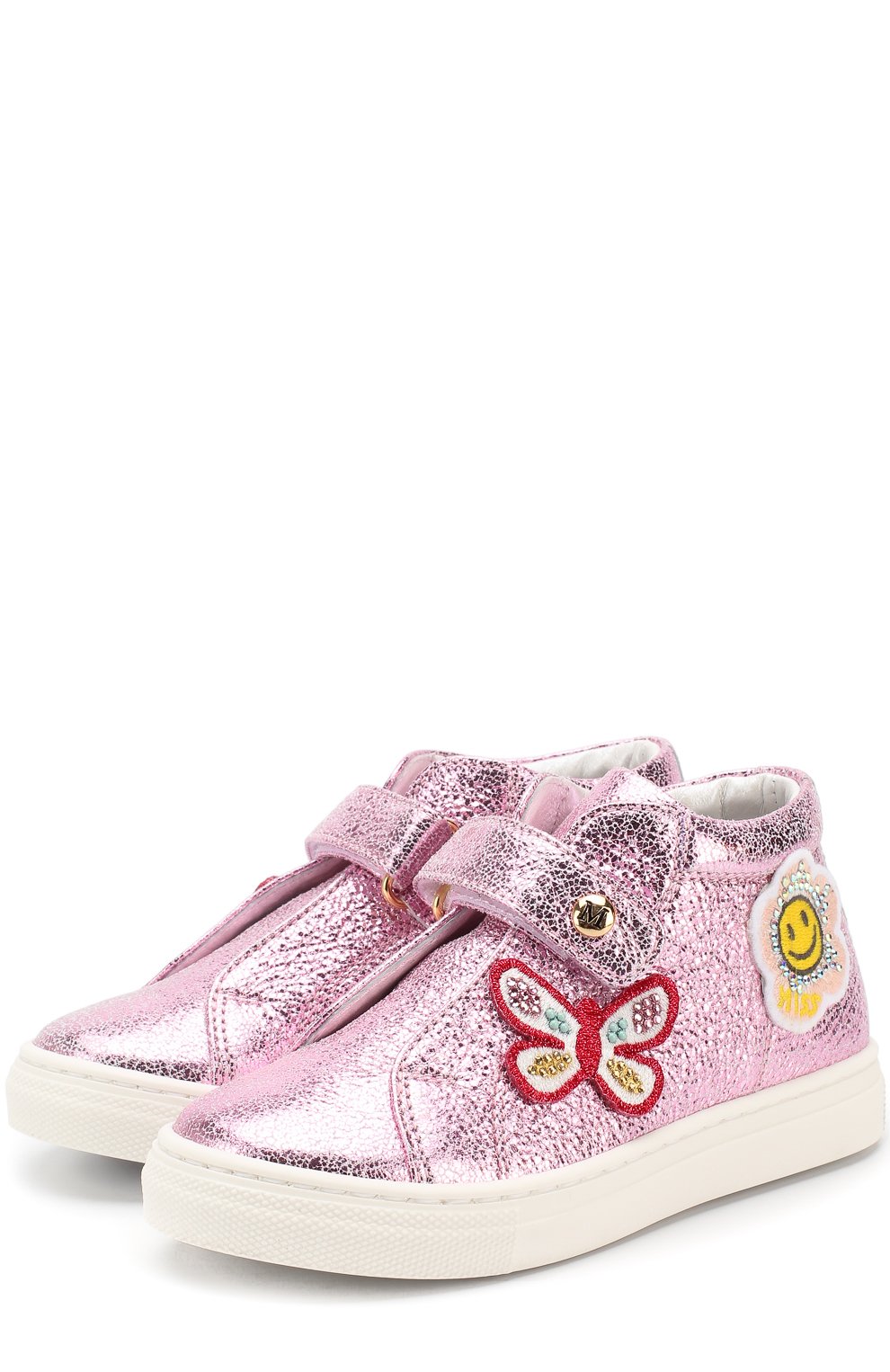 Кожаные кеды с металлизированной отделкой и аппликациями MISSOURI, арт. 4514/27-30, фото 1