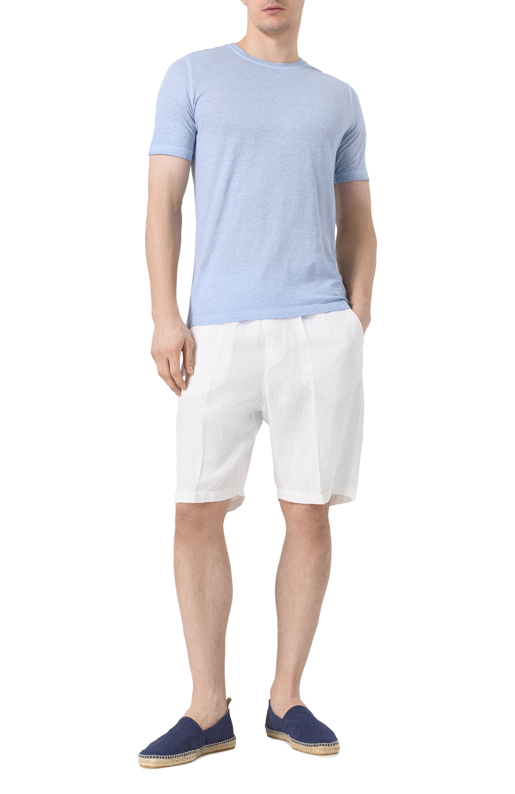 Льняные шорты 120% LINO белого цвета по цене 27100 руб., арт. 32ALIM29CM/0253/000, фото 2 Льняные шорты 120% LINO, арт. 32ALIM29CM/0253/000, фото 2