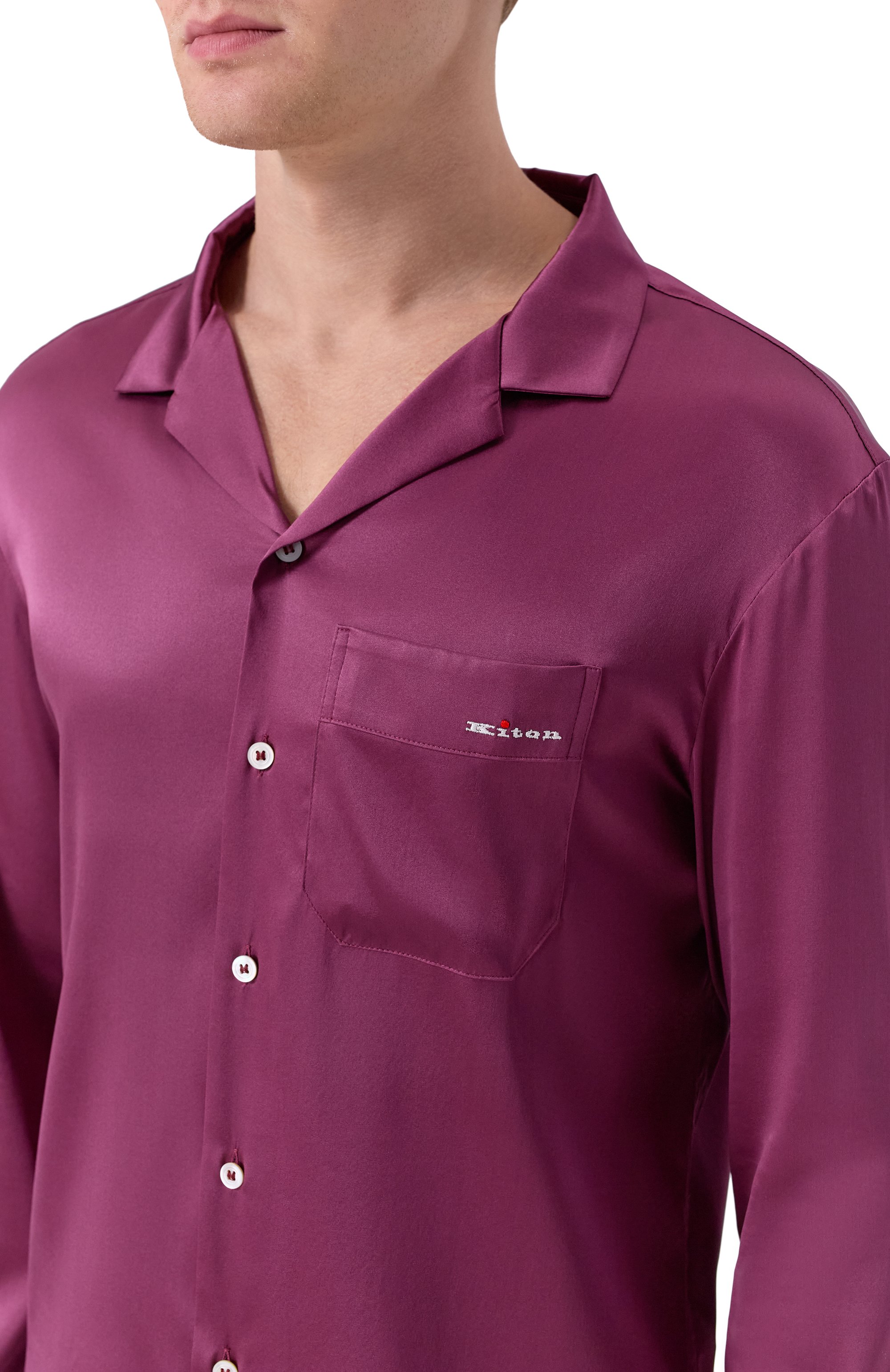 Шелковая сорочка KITON, арт. UNWM018K0245H10, фото 5