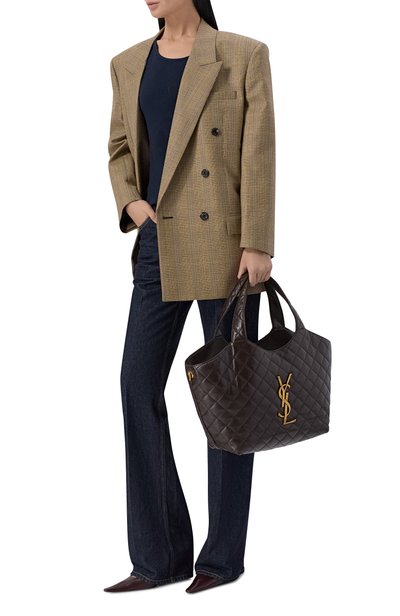 Сумка-тоут icare medium SAINT LAURENT темно-коричневого цвета по цене 599500 руб., арт. 871494/AAANG, фото 3 Сумка-тоут icare medium SAINT LAURENT, арт. 871494/AAANG, фото 3