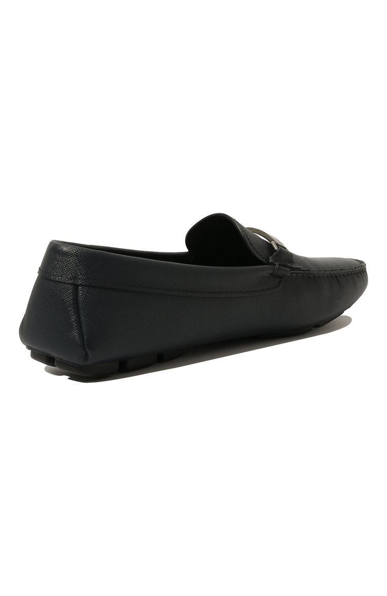 Мужские кожаные мокасины PRADA темно-синего цвета, арт. 2DD159-053-F0216-U00I | Фото 5 (Стили: Кэжуэл; Нос: Не проставлено; Материал сплава: Проставлено; Материал внешний: Натуральная кожа)