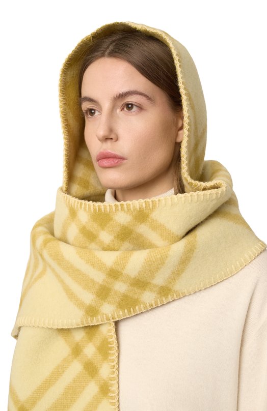 Шерстяной шарф Burberry 8101358 Жёлтый  8101358 Фото 2