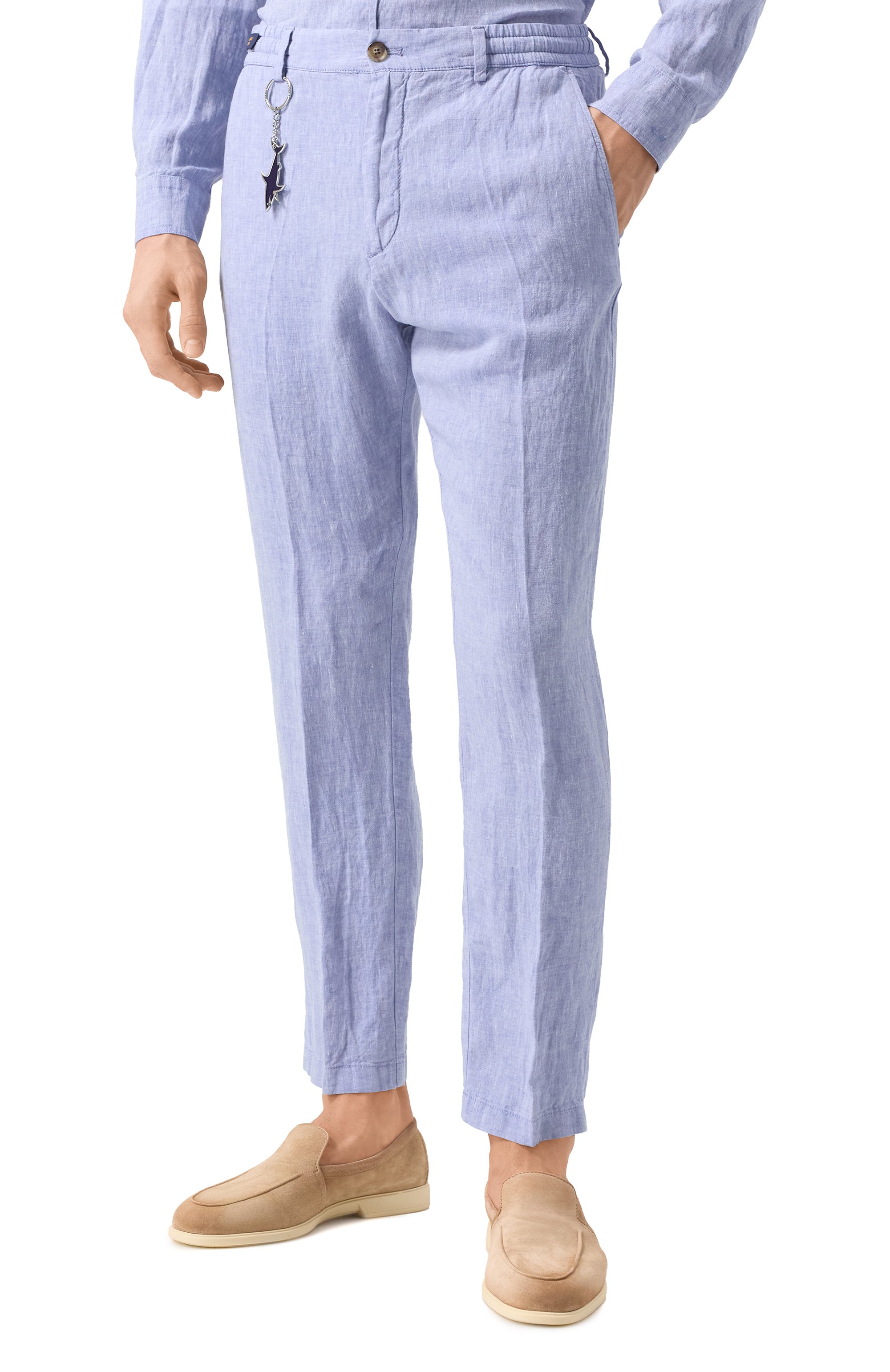 Льняные брюки PAUL&SHARK голубого цвета по цене 34200 руб., арт. 25414041, фото 3 Льняные брюки PAUL&SHARK, арт. 25414041, фото 3