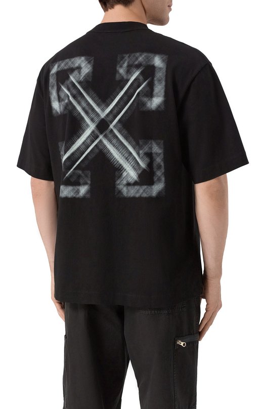 Хлопковая футболка Off-White 0MAA120S25JER00F Чёрный  0MAA120S25JER00F Фото 4