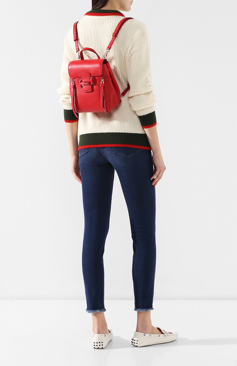 Женский рюкзак double t TOD’S красного цвета, арт. XBWD0TG0100JM7 | Фото 2 (Размер: medium; Ремень/цепочка: На ремешке; Статус проверки: Проверена категория; Материал: Натуральная кожа; Стили: Кэжуэл)