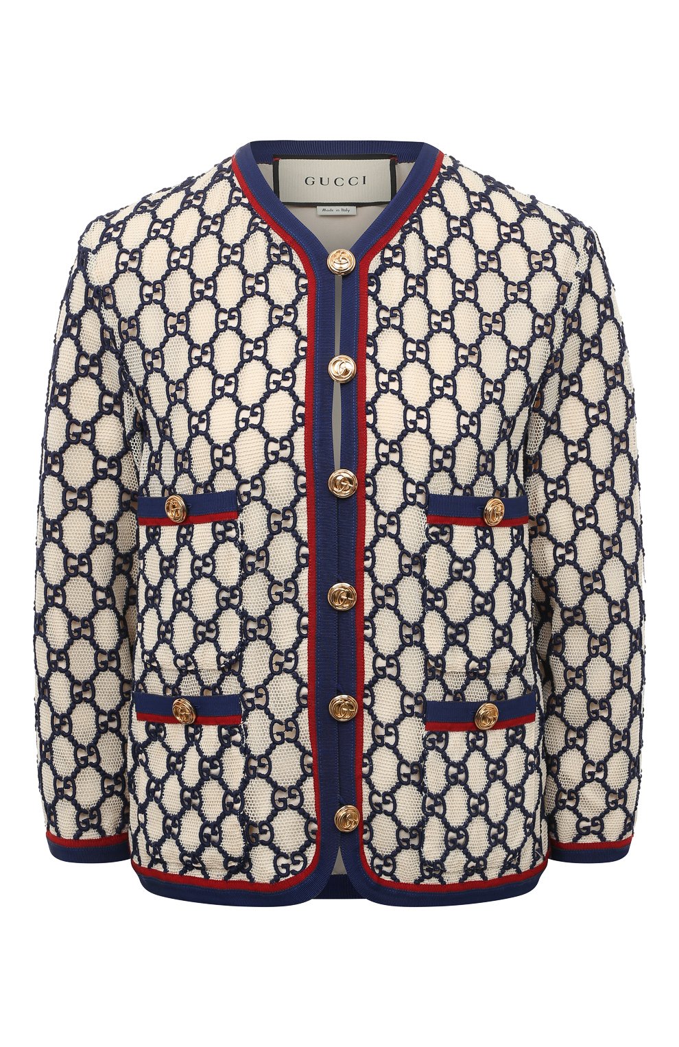 Хлопковый жакет GUCCI разноцветного цвета по цене 403200 руб., арт. 550636 ZKT15, фото 1 Хлопковый жакет GUCCI, арт. 550636 ZKT15, фото 1