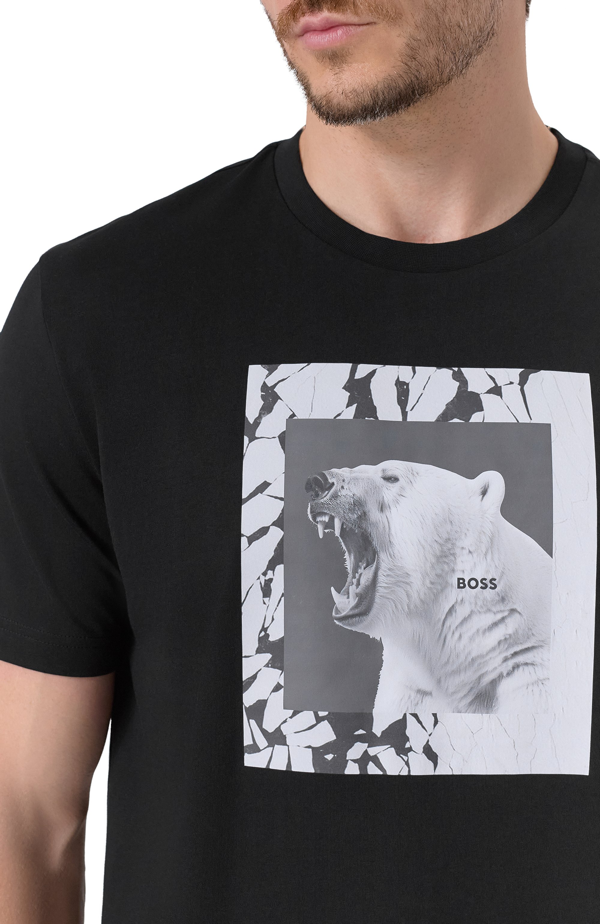 Хлопковая футболка BOSS ORANGE черного цвета по цене 8295 руб., арт. 50554615, фото 5 Хлопковая футболка BOSS ORANGE, арт. 50554615, фото 5